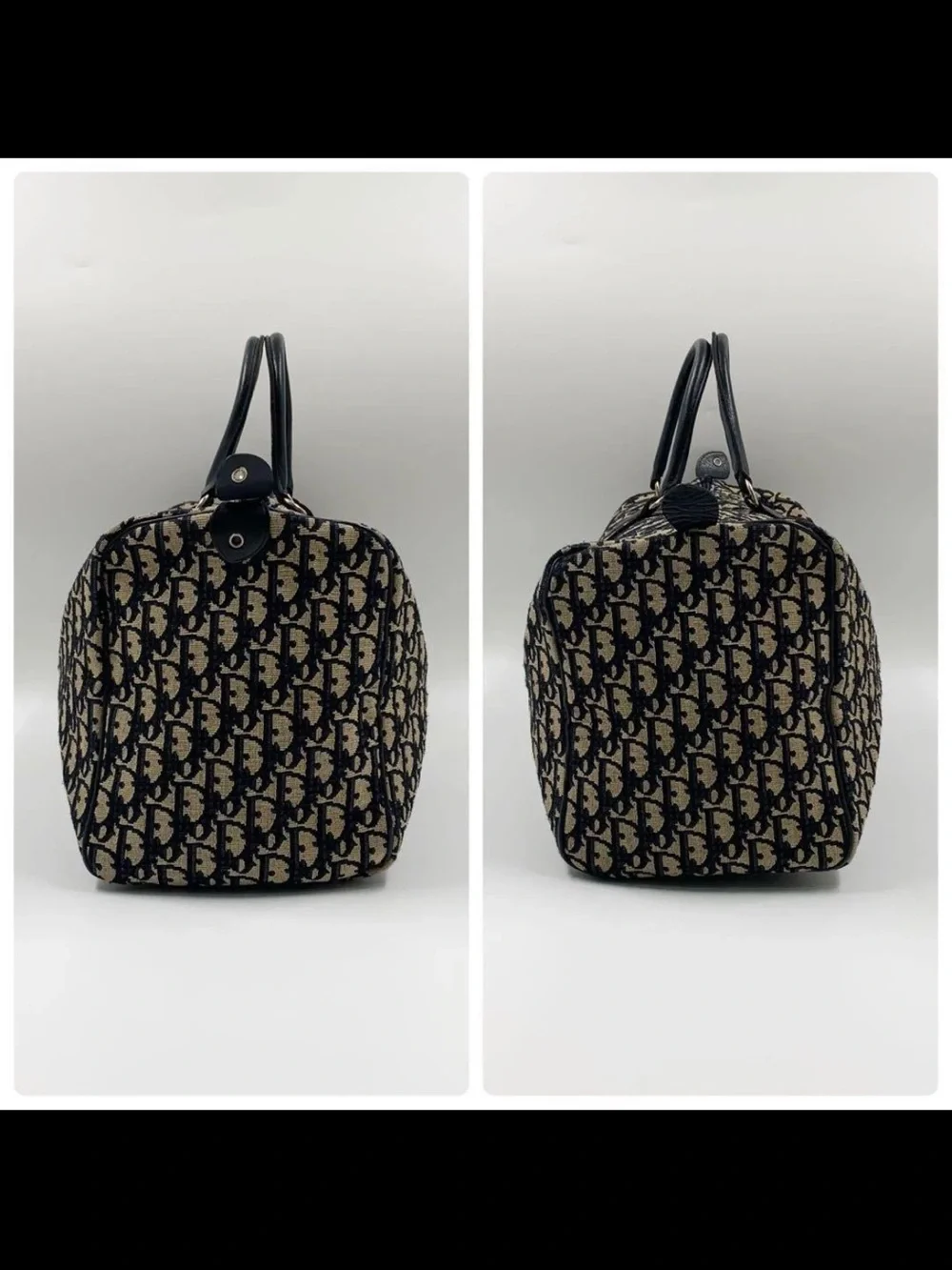 Dior Beige & Navy Oblique Monogram Weekender